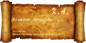 Krakker Arnolda névjegykártya